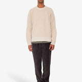 Plated Rib Crew - Stone / Ecru