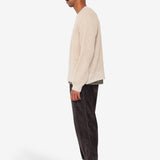 Plated Rib Crew - Stone / Ecru