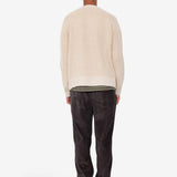 Plated Rib Crew - Stone / Ecru