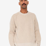 Plated Rib Crew - Stone / Ecru