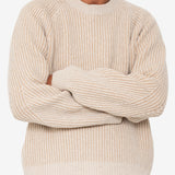 Plated Rib Crew - Stone Ecru