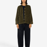 Pleated Shirt - Olive Cord