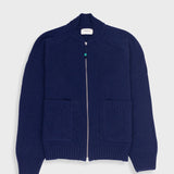 Pointelle Knit Bomber - Navy Melange