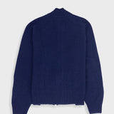 Pointelle Knit Bomber - Navy Melange