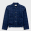 Navy blue checkered jacket on a light gray background