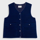 Quilted Gilet - Indigo Denim Herringbone