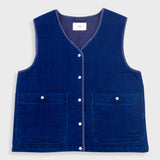 Quilted Gilet - Denim Herringbone
