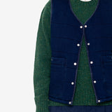 Quilted Gilet - Indigo Denim Herringbone