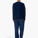 Quilted Gilet - Indigo Textured Check