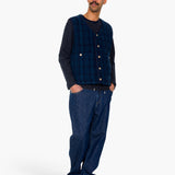 Quilted Gilet - Indigo Textured Check