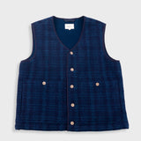 Quilted Gilet - Indigo Textured Check