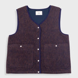 Quilted Gilet - Navy Espresso Brushed Wool