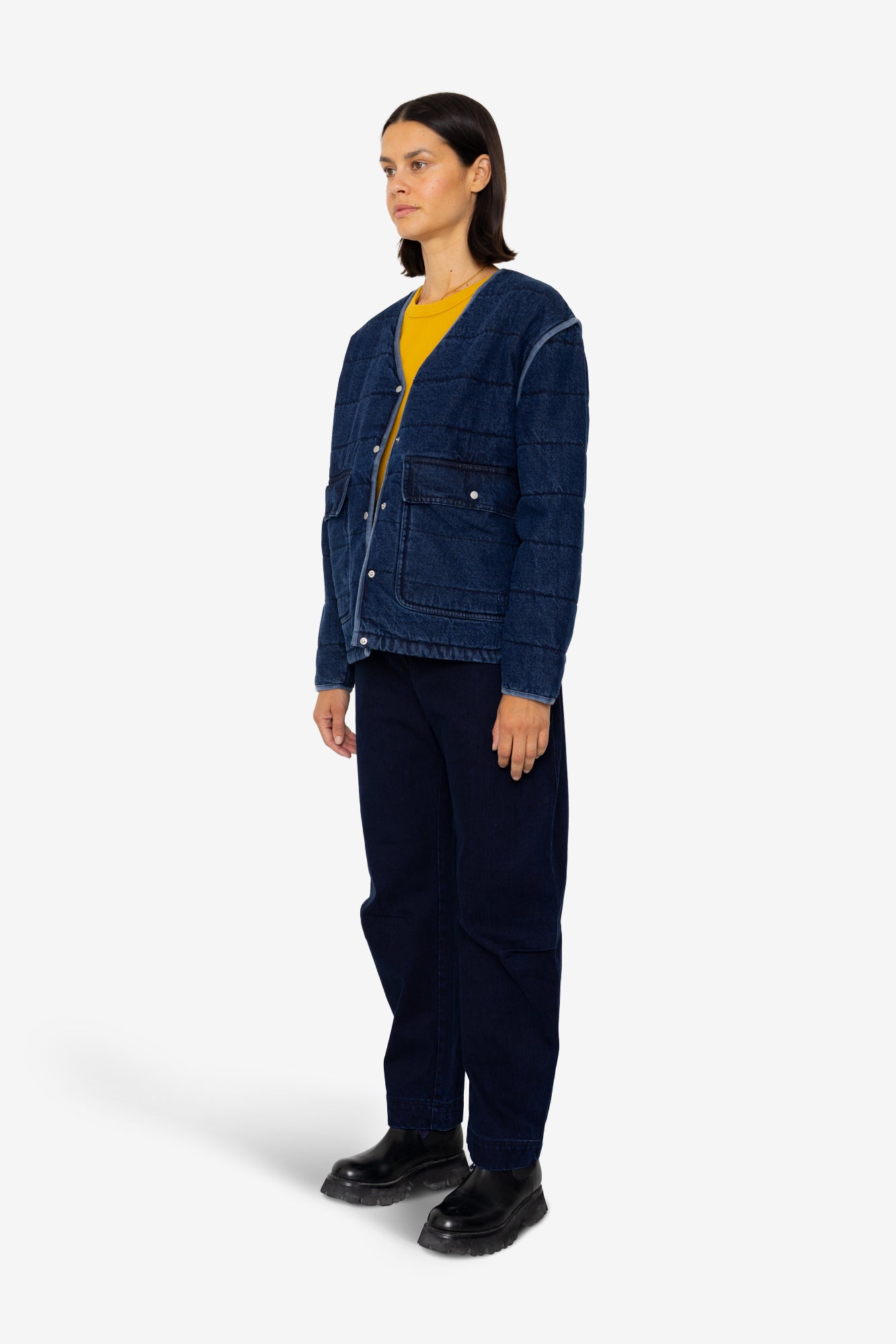 Folk Quilted Liner - Indigo Denim