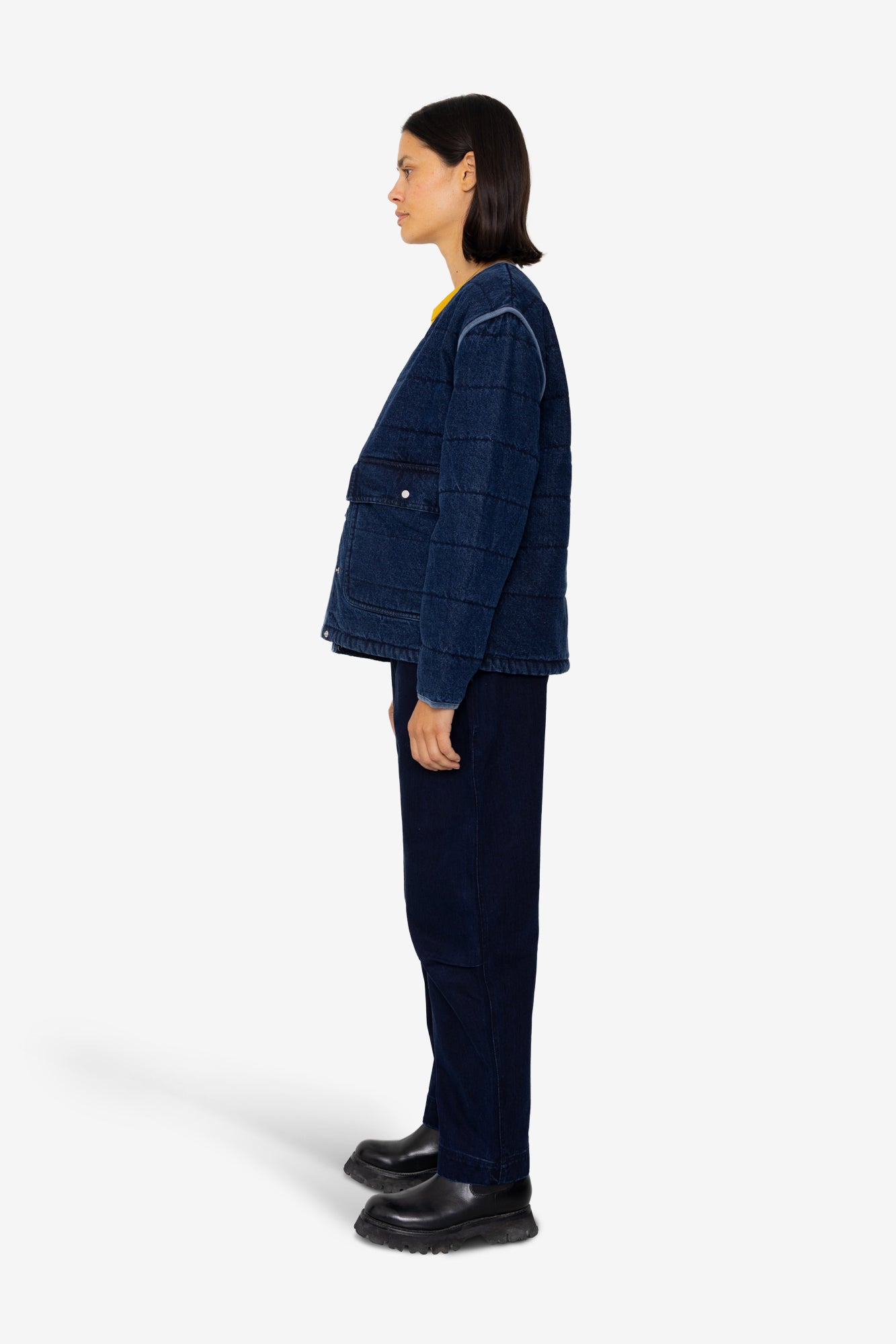 Folk Quilted Liner - Indigo Denim