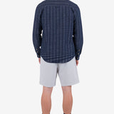 Relaxed Fit Shirt - Navy Textured Stripe
