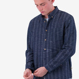 Relaxed Fit Shirt - Navy Textured Stripe