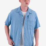Relaxed Soft Collar Shirt - Indigo Microcheck