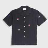 Relaxed Soft Collar Shirt - Soft Black Scattered Embroidery