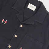 Relaxed Soft Collar Shirt - Soft Black Scattered Embroidery