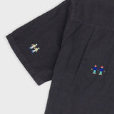 Relaxed Soft Collar Shirt - Soft Black Scattered Embroidery