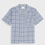 Relaxed Soft Collar Shirt - Stone Blue Open Weave Check