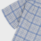 Relaxed Soft Collar Shirt - Stone Blue Open Weave Check