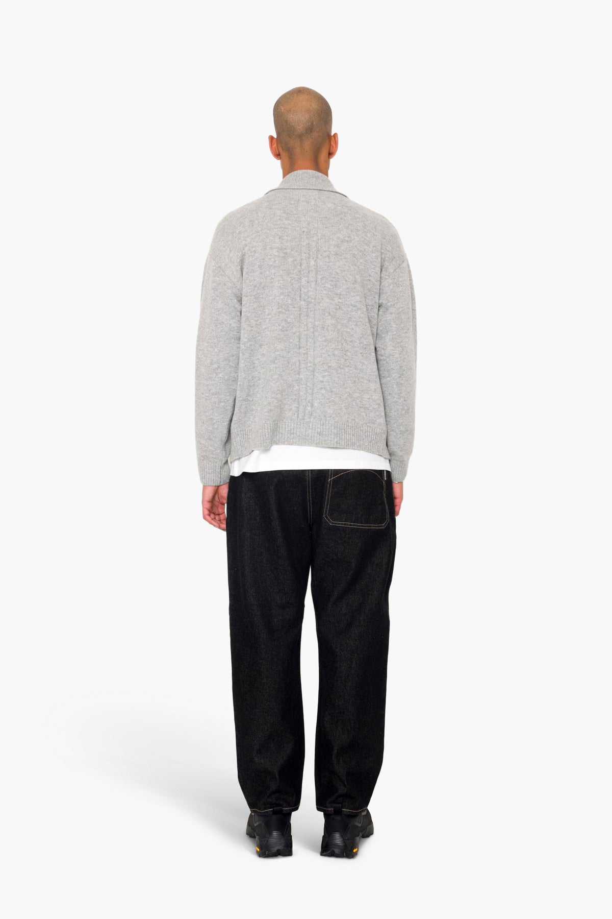 Folk Rib Collared Cardigan - Silver Grey