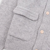 Rib Collared Cardigan - Silver Grey