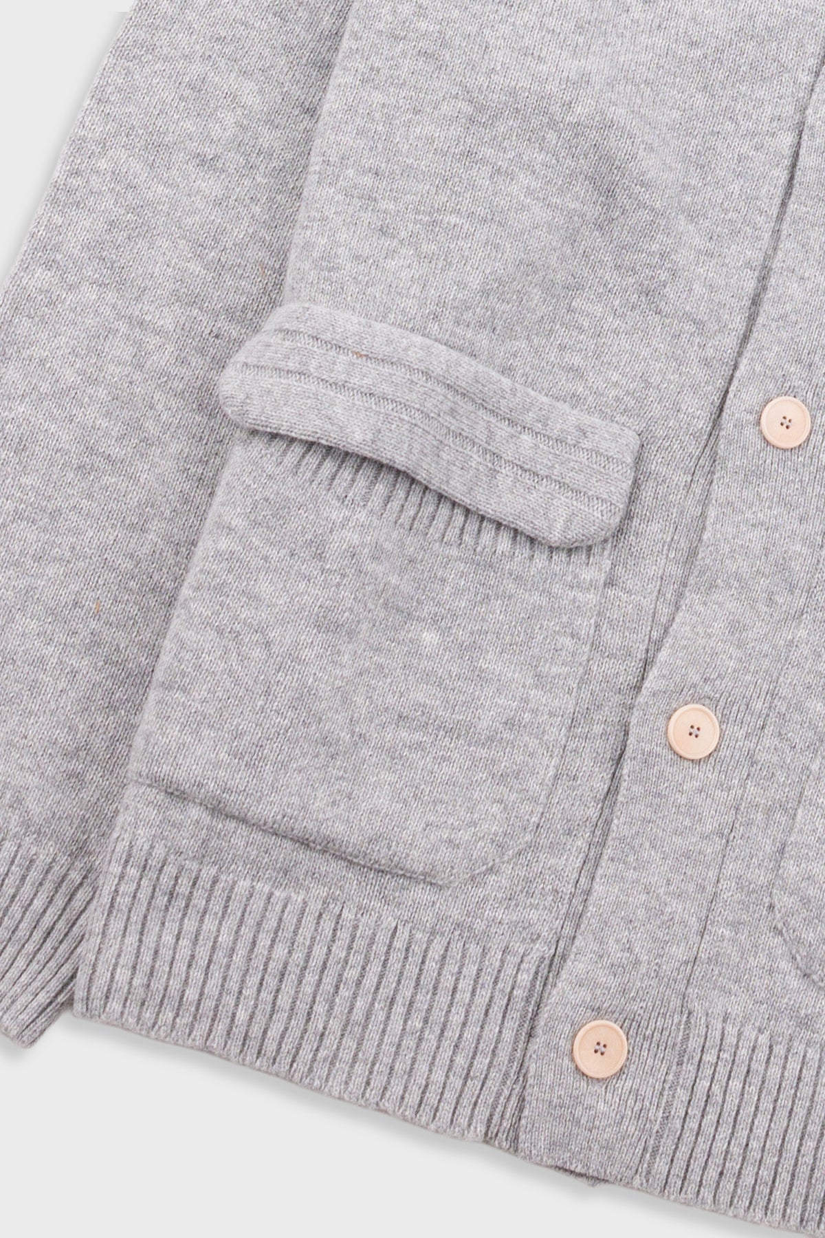 Folk Rib Collared Cardigan - Silver Grey