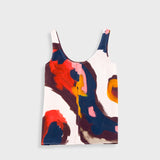 Scoop Back Vest - Impasto Print Satin