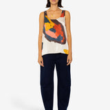 Scoop Back Vest - Impasto Print Satin