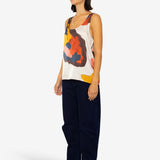 Scoop Back Vest - Impasto Print Satin