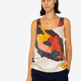 Scoop Back Vest - Impasto Print Satin