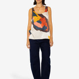 Scoop Back Vest - Impasto Print Satin