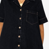 Shirt Dress - Washed Black Denim
