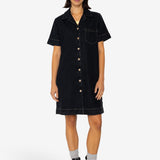 Shirt Dress - Washed Black Denim