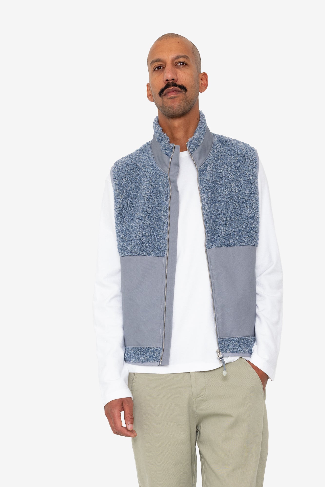 Folk Signal Gilet - Soft Blue Curly Wool