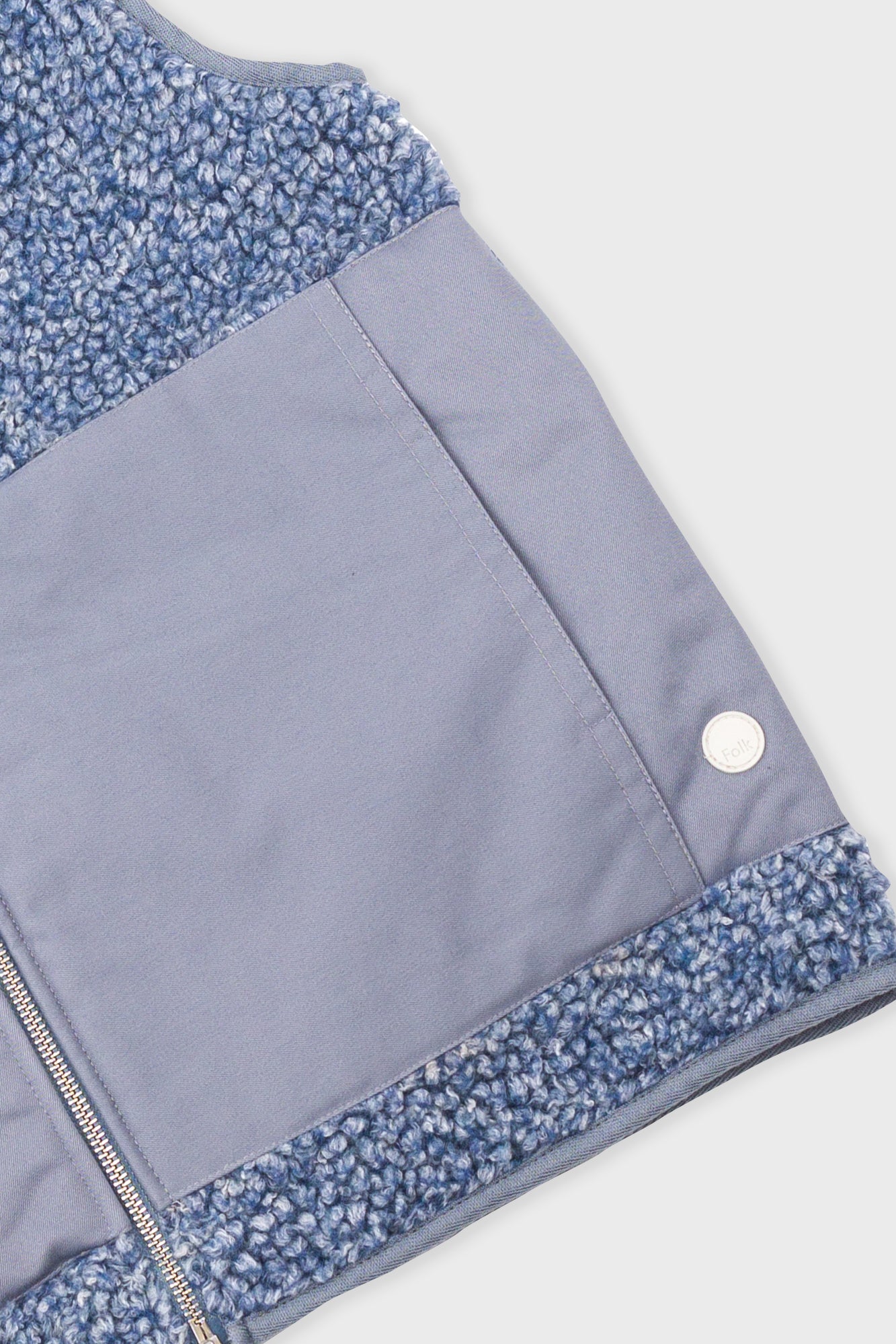 Folk Signal Gilet - Soft Blue Curly Wool
