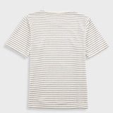 Short Sleeve Textured Striped T-Shirt - Ecru / Olive