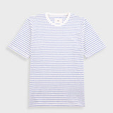 Short Sleeve Textured Striped T-Shirt - Ecru / Bright Blue