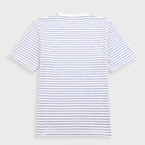 Short Sleeve Textured Striped T-Shirt - Ecru / Bright Blue