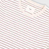 Short Sleeve Textured Striped T-Shirt - Ecru / Burnt Red