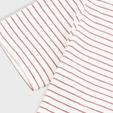 Short Sleeve Textured Striped T-Shirt - Ecru / Burnt Red