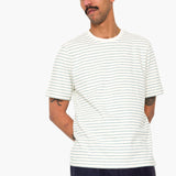 Short Sleeve Textured Stripe T-Shirt - Ecru / Misty Green