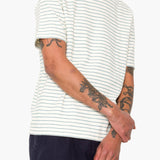 Short Sleeve Textured Stripe T-Shirt - Ecru / Misty Green