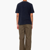 Short Sleeve Textured Stripe T-Shirt - Navy / Olive