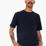 Short Sleeve Textured Stripe T-Shirt - Navy / Olive