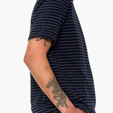 Short Sleeve Textured Stripe T-Shirt - Navy / Olive