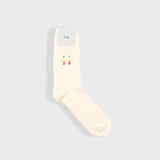 Waffle Socks - Ecru Embroidery