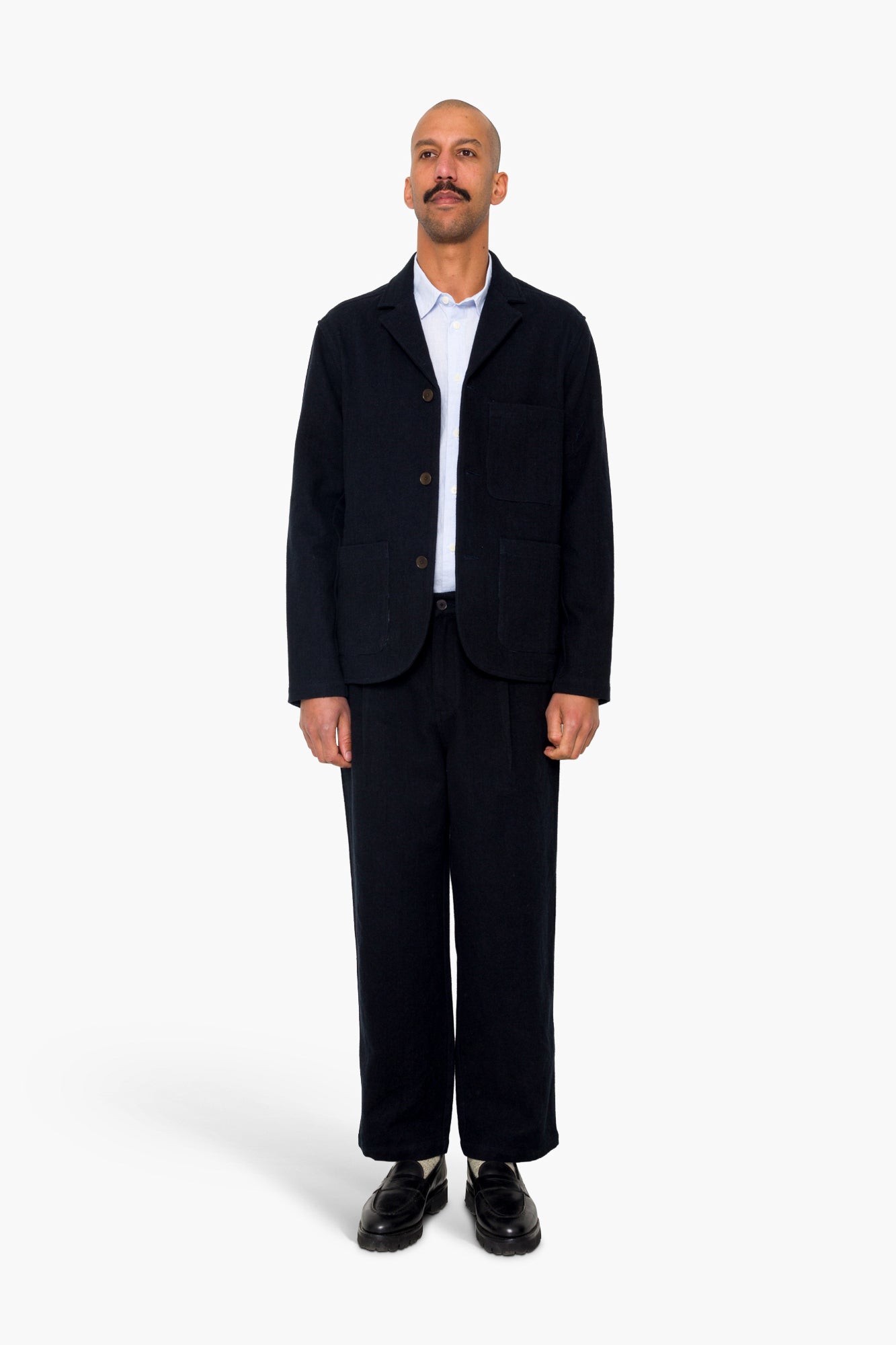 Folk Folk Wide Fit Blazer - Ash Navy Brushed Twill